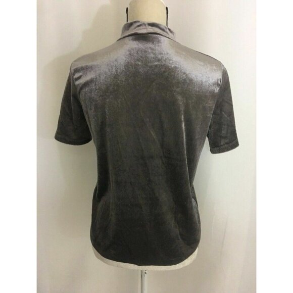 Zara Womens Solid Mauve Purple Velvet Short Sleeve Turtleneck Sweater Top Medium - Picture 4 of 6